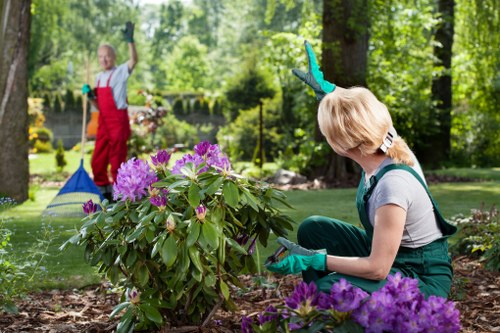 Gardener working in a Palmers Green front garden