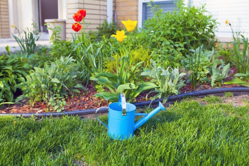 Gardener with certificate standing in a well-maintained garden