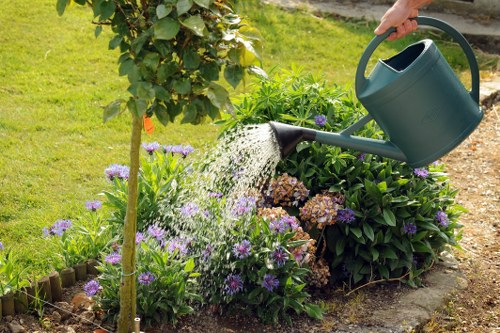 Maintaining a lush garden with regular pruning and watering